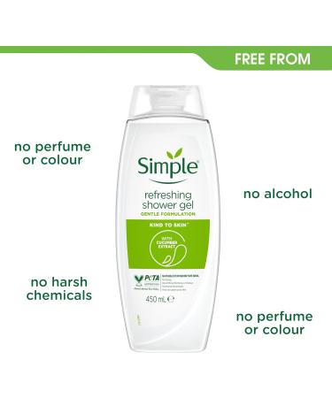 Simple Kind to Skin Refreshing Shower Gel with Cucumber Extract - 6x 450ml - Buy Online on GoSupps.com