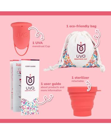 UVA 2 Reusable Menstrual Cup Kit - Size A for Moderate Flow | Durable Leak-Proof Silicone | Includes Sterilizer & Travel Bag | Eco-Friendly Period Solution - Buy Online on GoSupps.com