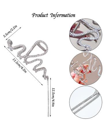 Glitter Tassel Metal Hair Claw Clips - Set of 2 Large Snake Rhinestone Hair Jaw Clips for Women and Girls - Buy Online on GoSupps.com