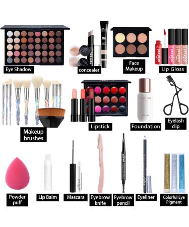 Professional Makeup Set MKNZOME Make Up Set With Make-up Case Portable Travel Makeup Kit Birthday Xmas Makeup Gift Set Eyeshadow Palette Foudation Lip Gloss for Women Girls #2 B - Buy Online on GoSupps.com