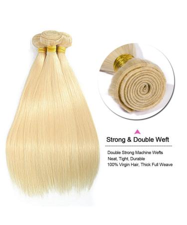 Elailite 100% Brazilian Human Hair Extensions - 40cm #613 Light Blonde Sew-In Bundles | Premium Real Hair Bundle - Buy Online on GoSupps.com
