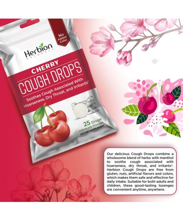 Herbion Naturals Cough Drops with Cherry Flavor Soothes Sore Throat and Dry Mouth for Adults Children 6 and Above 25Ct Pouch - Buy Online on GoSupps.com