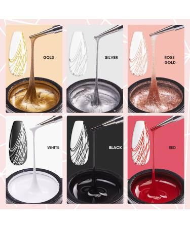 Makartt Spider Gel Set - 6 Colors Elastic Nail Art Paint for Line Design - DIY Nail Art Kit for Home and Salon Use - Buy Online on GoSupps.com
