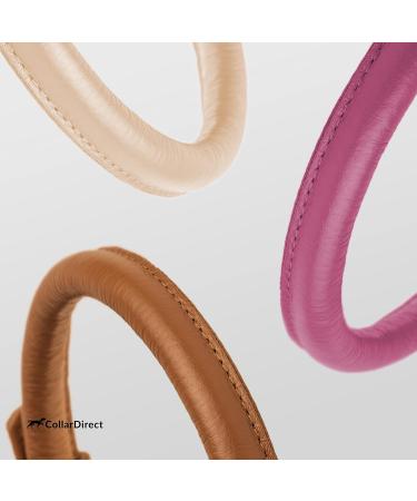 Collardirect Round Leather Dog Collar - Softly Padded Handmade Real Leather for Dogs & Cats - Available in Black Pink Red Purple Blue - Sizes 15-18 cm - Buy Online on GoSupps.com