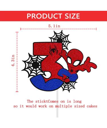 1Pcs Spider Man Party Cake Toppers Happy Birthday Party Supplies Decorations Perfect for Children's 3th Birthday Party - Buy Online on GoSupps.com