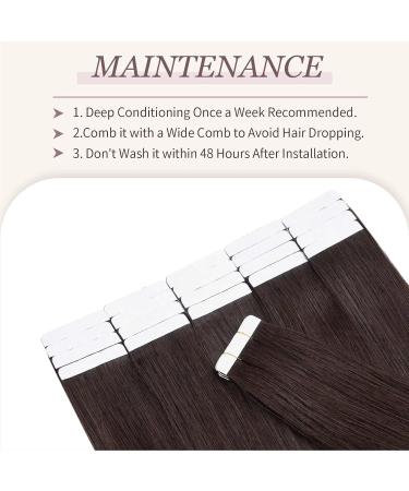 Tess Tape Extensions Real Hair #2 Dark Brown 60 cm - 20 Pack Remy Adhesive Tape In Hair Extensions - Buy Online on GoSupps.com