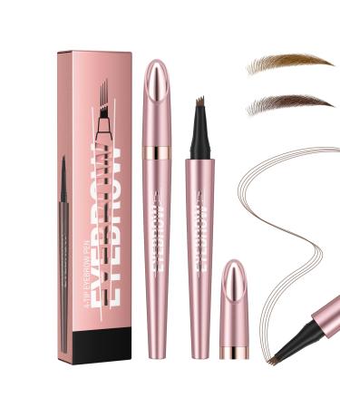 Horuili® 3D Eyebrow Pencil Waterproof Eyebrow Pencil with 4 Split Tips, Liquid Eyebrow Pencil, Long Lasting Natural Eyebrow Pencil, Eye Makeup Eyebrow Pencil, 2pcs