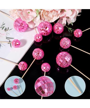 libfrnt 24 PCS Pink Disco Ball Cake Toppers 1970S Mini Disco Ball Cupcake Toppers Decorative Disco Ball Cake Decoration for 70s Disco Theme Birthday Bachelorette Party Accessories - Buy Online on GoSupps.com