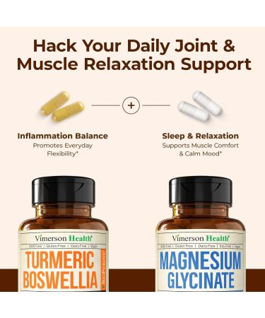 Boswellia Turmeric Curcumin Supplement + Pure Magnesium Glycinate 200mg Bundle Supports Joint Health Sleep Relaxation Muscle & Women s Wellness with Ginger Root Organic Turmeric Powder - Buy Online on GoSupps.com