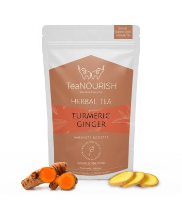 Teanourish turmeric-ginger herbal tea |Indian superfoods |Promotes digestion and supports immunity |Stress reduction tea |100% natural ingredients-100 g of turmeric ginger 100g pack - Buy Online on GoSupps.com