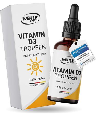 Vitamin D3 laboratory tests 5000 IE per drop high doses comparison winner 2019-2021-highly bio-available vitamin D liquid 50ml (1850 drops) with MCT oil made of coconut
