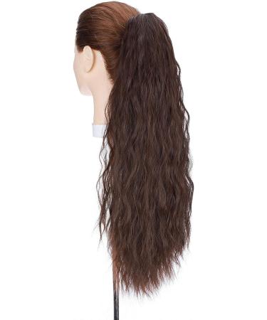 Real Fashion Corn Wavy Ponytail Extension Claw Clip 24" Long Wavy Curly Hair Extensions Jaw Clip Ponytail Hairpiece Pony Tail Medium Brown - Buy Online on GoSupps.com