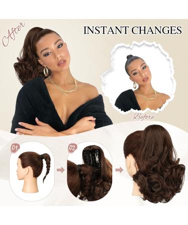 Sofeiyan 28cm Clip-in Ponytail Extension - Curly Wavy Synthetic Hair for Women | Blonde & Middle Brown - Buy Online on GoSupps.com