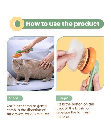 Self-Cleaning Pet Brush for Cats | Remove Loose Hair Easily | Long & Short-Haired | Unlocking Button - Green - Buy Online on GoSupps.com
