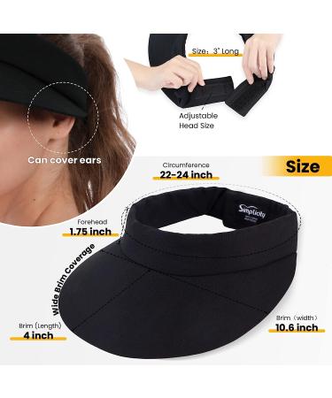 Simplicity Women's UPF 50+ UV Protection Wide Brim Beach Sun Visor Hat - Black - Buy Online on GoSupps.com