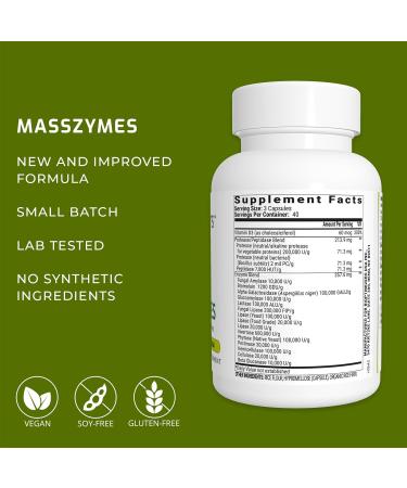MassZymes - Premium Digestive Enzyme Supplement for Men & Women | World's Strongest Enzyme Formula with AstraZym | 120 Capsules - Buy Online on GoSupps.com