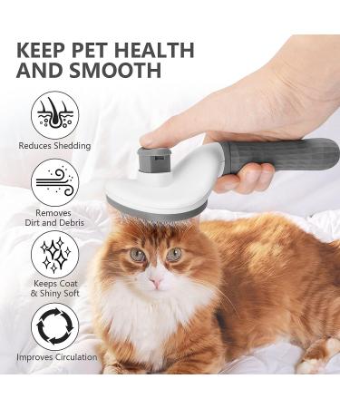 Moseem Pet Grooming Brush with Cleaning Button for Cats & Dogs - Removes Loose Undercoat and Tangled Hair - Grey - Buy Online on GoSupps.com