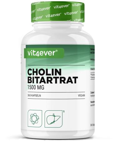 VitaminVersand24 DE Choline capsules 365 capsules with 1500 mg choline bitartrate per daily dose more than 6 months supply liver homocysteine & fat metabolism natural high dose vegan
