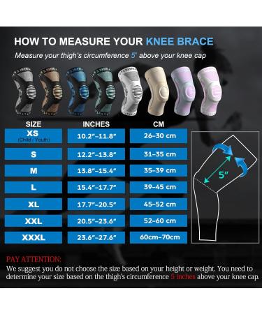 NEENCA Knee Brace Compression Sleeve with Patella Gel Pads - M Pink Grey - Buy Online on GoSupps.com