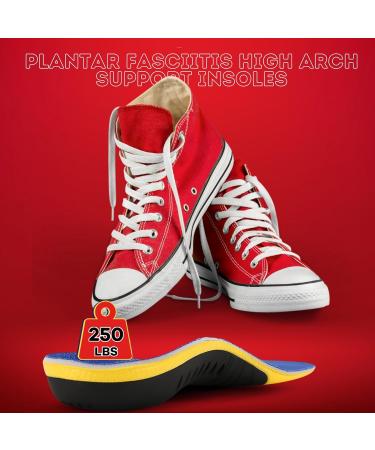 Support Insoles for High Arches & Flat Feet | Shock-Absorbing Plantar Fasciitis Relief for Men (16-16.5 - Buy Online on GoSupps.com