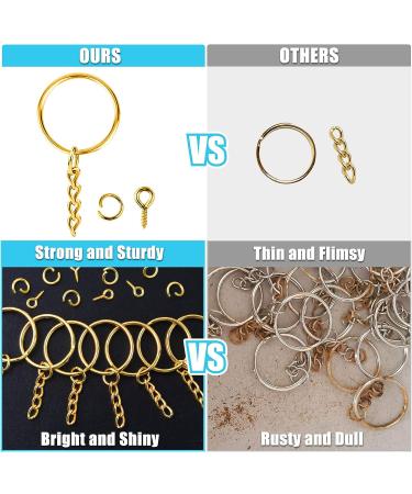 PAXCOO Keychain Rings for Crafts - 100Pcs Gold Split Key Rings, Jump Rings & Screw Eye Pins Kit for Resin Keychain Making - Buy Online on GoSupps.com
