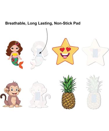 Bioswiss Assorted Food Animal and Character Shaped Bandages - 100 Pack Latex Free Adhesive Bandage for Kids and Adults - Buy Online on GoSupps.com