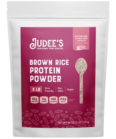 Judees Brown Rice Protein Powder (80% Protein) 3 lb - 100% Non-GMO and Sprouted - Dairy-Free and Keto-Friendly - Gluten-Free and Soy-Free - Plant-Based Protein - Buy Online on GoSupps.com