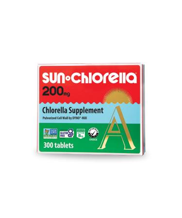 Sun Chlorella 200 mg Green Algae Superfood Supplement Supports Whole Body Wellness Immune Defense, Gut Health & Natural Energy - Chlorophyll, B12, Iron, Protein - Non-GMO - 300 Tablets