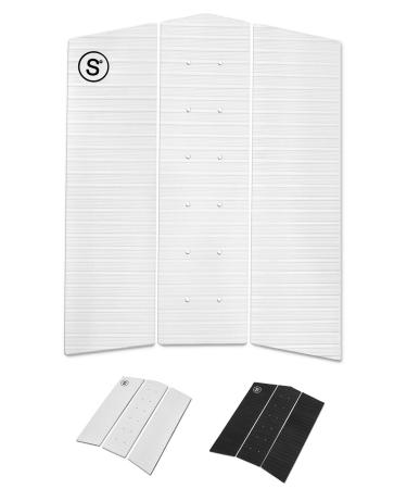 SYMPL Surfboard Front Traction Pad  3 pc Front Grip  Surfboard, Skimboard, Longboard Deck  Maximum Grip Stomp Pad  3M Adhesive  Fits Surf, Skim Board, Long Deck, Wakesurf, Fish Boards white