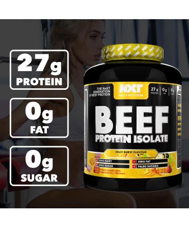 NXT Nutrition Beef Protein Isolate Powder 1.8kg - Paleo Keto Friendly Protein with Natural Amino Acids - Dairy & Gluten Free - Fruit Blast Flavor - Buy Online on GoSupps.com