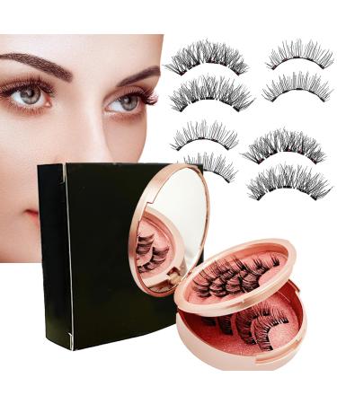 Magnetic Eyelashes without Eyeliner 3D Dual Magnetic False Eyelashes Natural Look Extension Light Weight & Reusable Magnetic Eyelashes Kit with Applicator Tweezers No Glue Needed