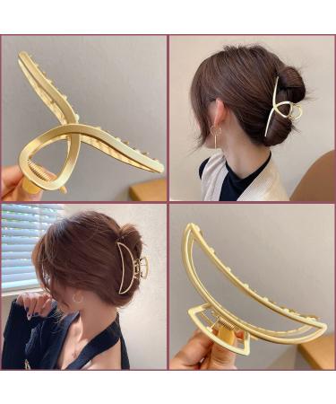 Luvadeyo 6-Piece Claw Clips Set - Slipproof Metal Golden Hair Clips for Thick & Thin Hair - Strong Hold Hairpins for Women & Girls - Buy Online on GoSupps.com