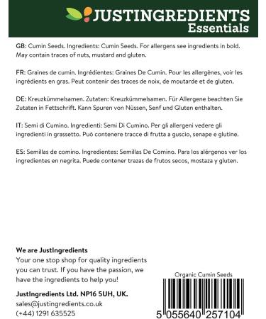JustIngredients Essentials Organic Cumin Seeds 1 kg - Buy Online on GoSupps.com
