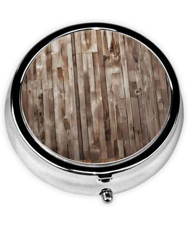 Wood Printed Mini Round Pill Box | 3 Compartment Portable Pill Organizer for Travel & Home Use - Buy Online on GoSupps.com