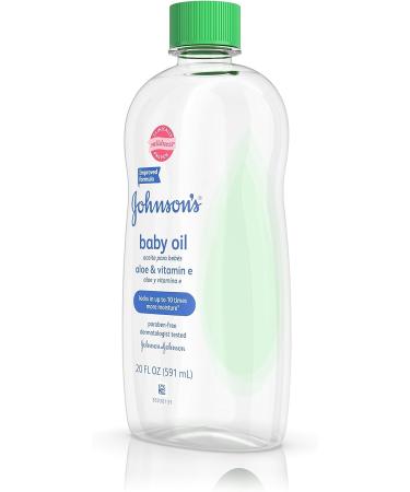 Johnson's Baby Oil with Aloe Vera and Vitamin E - 20 fl. oz | Hypoallergenic, Prevents Moisture Loss - Buy Online on GoSupps.com