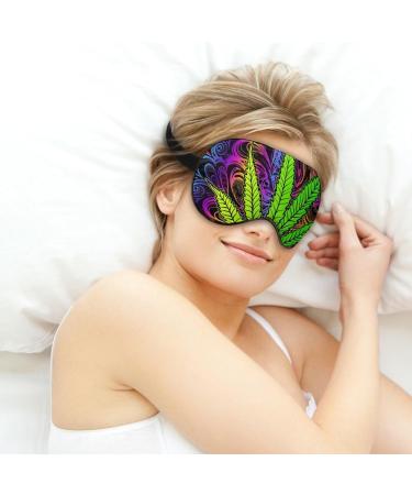 Psychedelic Weed Leaf Sleep Mask - Adjustable Eye Cover for Sleeping, Blocks Light - Men & Women - Buy Online on GoSupps.com