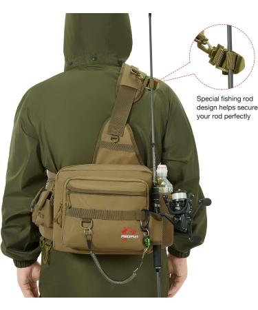 Piscifun Fishing Tackle Bag with Rod Holder | Water-Resistant Sling Pack in Black, Khaki, Tree Camo, Green Camo - Buy Online on GoSupps.com