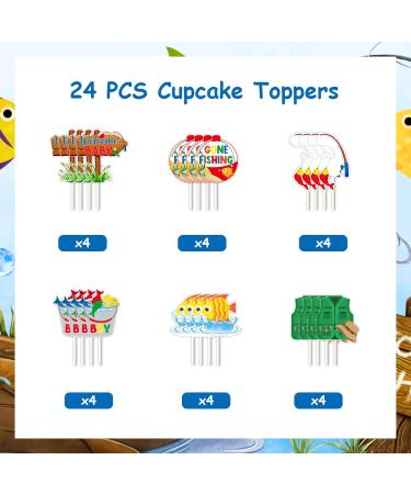Fangleland Fishing Theme Baby Shower Cake Decorations with It s A Boy Cake Topper and 24Pcs Cupcake Toppers Picks Gone Fishing Welcome Baby Gender Reveal Pregnancy Celebration Party Supplies - Buy Online on GoSupps.com
