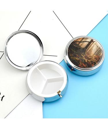 Portable Travel Pill Box Organizer - 3 Compartment Round Case with Spider Web Design - Perfect for Purse & Pocket - Buy Online on GoSupps.com