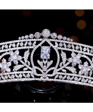 Aoligrace Western CZ Wedding Bridal Crown | Princess Tiara Headwear in Silver - Buy Online on GoSupps.com