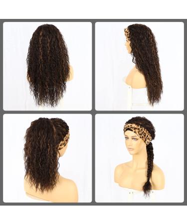 Shop Sapphire Wigs: Curly 26-Inch Brown Synthetic Headband Wig for Women | Glueless 150% Density Loose Water Wave Style - Buy Online on GoSupps.com
