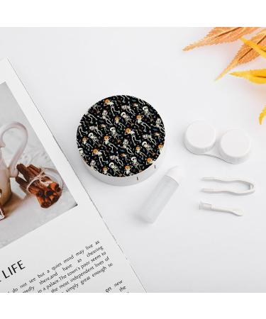 Shop Cute Skull Music Contact Lens Case - Portable Round Storage Kit with Mirror for Travel & Daily Use - Buy Online on GoSupps.com