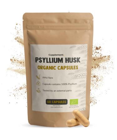 Cupplement Cupplement 60 Capsules of Organic Psyllium Husk Fiber - No Powder or Tablets - Seeds - Supplement - Superfood