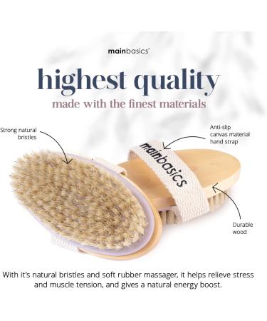 MainBasics Dry Body Brush - Exfoliating Body Scrubber with Natural Bristles for Smooth Skin, Improved Blood Circulation, Cellulite Treatment, and Lymphatic Drainage - Buy Online on GoSupps.com