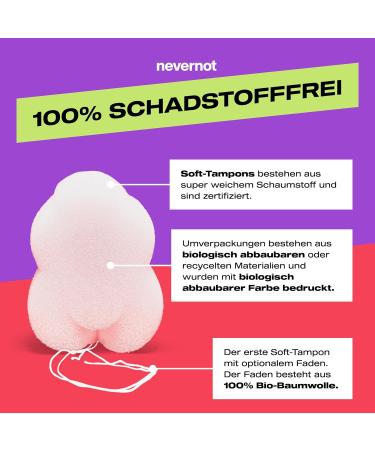 Nevernot Soft Tampons - 10 Pieces Menstrual Sponge 100% Pollutant-Free Super Soft & Easy to Remove - Buy Online on GoSupps.com