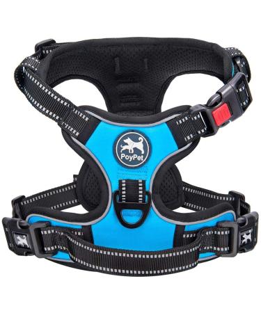 POPOT No pull dog harness front reflective pet vest for dogs with simple control handle and back perfect for daily training walking running (blue s) s blue