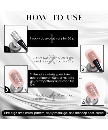 U-Shinein Metallic Painting Gel Kit - Rose Gold Nail Art Paint with Brushes | Strong Reflection UV Gel for Nail Liner Design - Buy Online on GoSupps.com