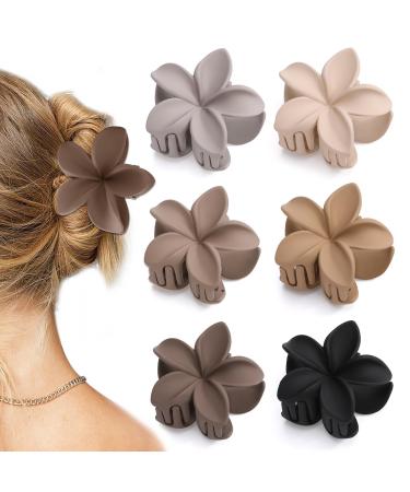 Hair Claw Clips Cute Flower Clips for Women 2.6 Inch Matte Daisy Hair Clips for Thick Thin Hair 6 Pack Floral Hair Clips for Curly Hair Non-Slip Neutral Jaw Clips Aesthetic Hair Accessories for Women & Girls