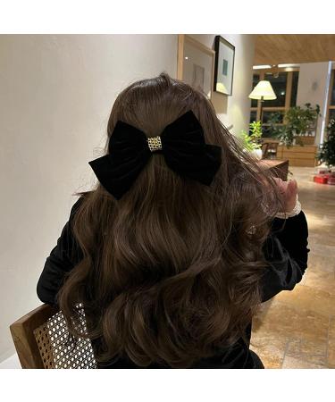 Large Hair Bows for Women Black Hair Bow Big Bow Hair Clip Girl French Barrette with with Velvet Hair Bows Solid Color Ponytail Hair Accessories (Black) - Buy Online on GoSupps.com