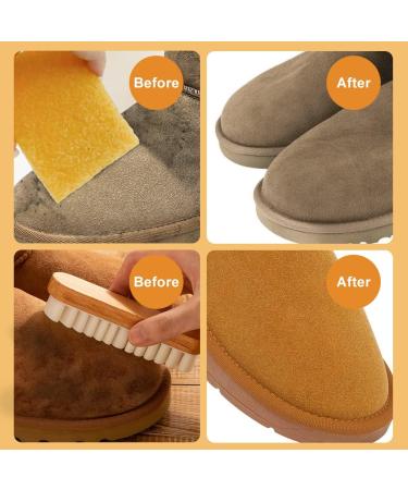 Suede Shoe Brush with Rubber Eraser - EQLEF Hard-Wearing Crepe Brush for Cleaning Shoes - White 4.92 * 1.69in - Buy Online on GoSupps.com